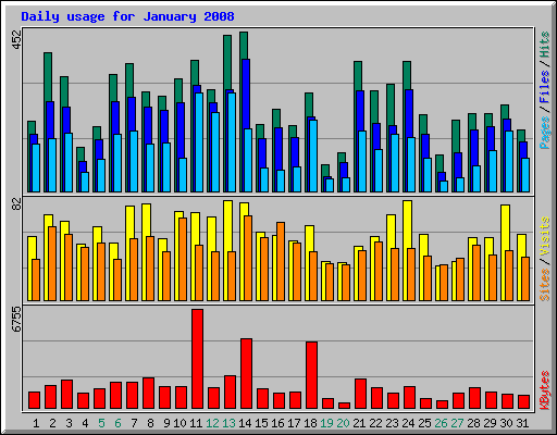 Daily usage for January 2008