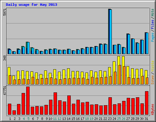 Daily usage for May 2013