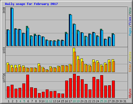 Daily usage for February 2017