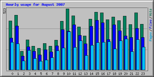 Hourly usage for August 2007