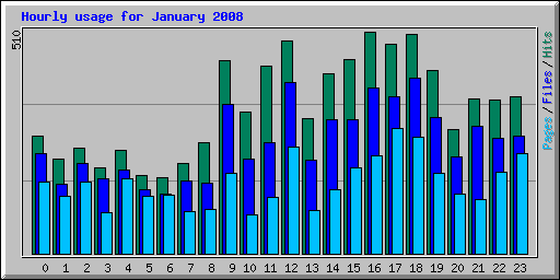 Hourly usage for January 2008