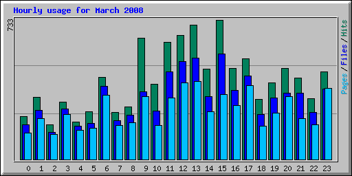 Hourly usage for March 2008