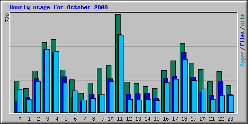 Hourly usage for October 2008