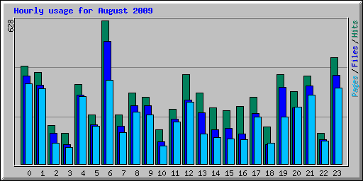 Hourly usage for August 2009