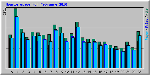 Hourly usage for February 2016